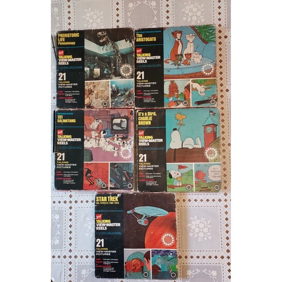 Vintage Talking View-Master GAF Stereo Viewer with 5 Reels Star Trek Aristocats - Picture 2 of 2